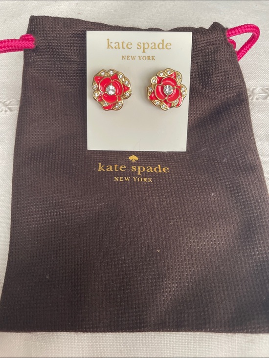 kate spade Other - kate spade Pink Floral Crystal Stud Earrings With Dust Bag NWT